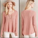 Anthropologie Anthro MOTH Coral Beige Marled V-Neck Wool Blend Side Zip Sweater EUC S Photo 2