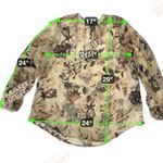 Lauren Ralph Lauren Tan Floral Chiffon Georgette Split Neck Sheer Blouse Size XL Photo 6