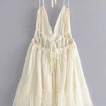 SheIn Cream Self Tie Halter Dress Tan Photo 2