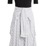 Maje  Trompe-L’Oeil Striped Dress Mixed Media Stretch Illusion Size 36 Small Photo 0