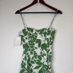 ZARA Strapless Green Leaf Print Dress with belt sz M Photo 2