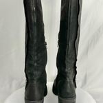 Lucky Brand  Black Riding Boots Scoty Round Toe Stacked Heel Leather Sz 9.5 M Photo 3