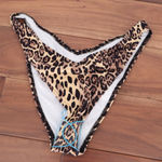 ASOS DESIGN Leopard Print V Front High Leg Bikini Bottoms UK 12 US 8 Brown Size undefined Photo 0