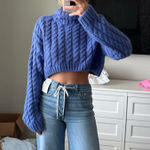 Boutique Cropped Sweater Blue Size M Photo 0