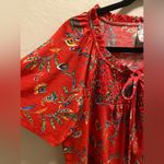 Naïf Naif for Anthropology Red Floral Front-Tie Blouse Photo 4