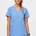 FIGS  Casma Three-Pocket Scrub Top Ceil Blue Photo 0