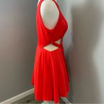 Sherri Hill short red dress with cutouts and a sheer neckline Photo 3