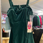 NEW Y2K Johnny Wujek Evergreen Velvet Mini Prom Dress Size XS Green Photo 0