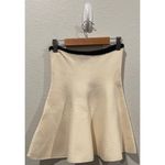 ZARA High-Rise Black Faux Fur Trim Stretch-Knit Circle Beige Mini Skirt Photo 3
