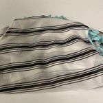 Sheer beach cover up with black stripes and teal tassels White Size undefined Photo 1