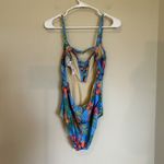 Modcloth ‎ The Jenny Floral Tropical One-Piece Swimsuit - Blue Medium Photo 2