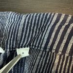 Gap Navy Striped Linen Blend Pocket Zip Fly Waist Tie Cropped Pants Size Medium Photo 4
