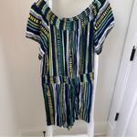Loft Beach Mixed Stripe Off The Shoulder Romper SZ Large Photo 10