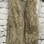 Sebby Collection  TAN WOMEN'S FAUX FUR KNIT OPEN VEST JACKET SZ S Photo 0