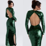 House Of CB  'Belle' Pine Green Sequin‎ Maxi Dress NWOT size XS Photo 4