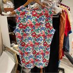 Vintage 80’s floral oversized sleeveless floral 1 button top Red Size XL Photo 2