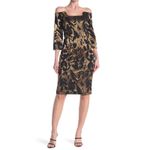 Trina Turk Metallic Jacquard Off-the-Shoulder Sumire Dress Size 4 – Black & Gold Photo 13