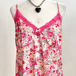 Pink‎ Floral Lace Trim Babydoll Top Y2K 2000s Fairycore Coquette XL Pink Photo 0