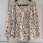 Rebecca Taylor  Silk‎ Ruffle Ivory Leopard Animal Print Blouse Size 4 Photo 0