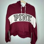PINK Victoria's Secret Cropped Hooded Sweatshirt Size Large Hoodie Maroon Red Photo 0