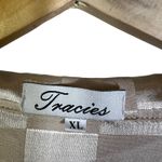 Tracies Satin Checkered Long Sleeve Button Up Shirt Top Women's XL Gold Photo 4