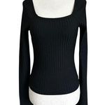 Madewell Black Ribbed Flare Sleeves Shirt Women Top Size Small | 63-9 Photo 0