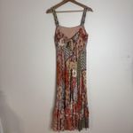 Anthropologie ATL The Label Dress Gypsiana ruffle ladies M Pink Boho Patchwork Maxi Rayon Photo 7