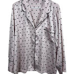 Victoria's Secret  satin long pajama top in pink with black hearts size XXL Photo 0