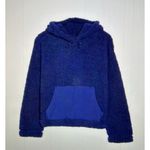Zella  Cassie Navy Faux Shearling Sherpa Boxy Hoodie Sweatshirt Size L Photo 4