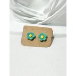 Flower Woven Crochet Style Plastic Acrylic Stud Earrings 1 Pair Green Fashion Green Photo 6