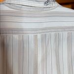 Sundance  White Striped Shirt with Gray Floral Accents 100% Cotton Size Large Photo 11