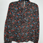 Free People  floral ruffle front blouse balloon‎ sleeves size small Photo 0