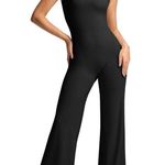 Vilanva Wide Leg Jumpsuit Square Neck Dressy One Piece Outfit Stretch Romper M Black Size M Photo 0