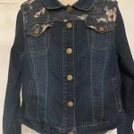 Vintage America Dark Blue Floral Jean Jacket Size L Photo 0