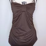 a.n.a One Piece Swimsuit Plus 16  Ruched Tummy Control Faux Swim Shirt Brown Photo 0