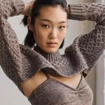 Anthropologie NWT ASTR The Label Taupe Cable-Knit Sweater Shrug Set Size M/L Photo 1