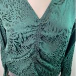 H&M Jacquard-Weave Satin Effect V-neck Blouse Subtle Leopard Print Photo 4