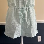 Vineyard Vines Seersucker Striped Romper in Aqua Size Large Short Sleeve Photo 2