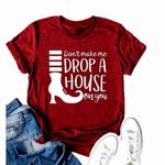 Don't Make Me Drop A House on You T Shirt Wicked Wizard of Oz Size M (6) Red Photo 0