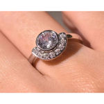 Boutique NEW Women's 2 ct 925 Silver Half Moon Solitaire Simulated Diamond Ring, Size 7 Photo 4