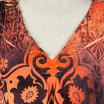 One World X-Large Top Geometric Sublimation Stretch Ruffled V-Neck Cap Sleeve Photo 1