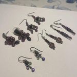 Women’s Lot Of 5 Dangle Costume Earrings Pierced Beaded Purple / Pink Mix Photo 0
