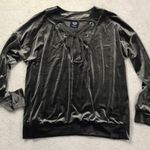 Bobeau Lace Up Velvet Sweatshirt Photo 1