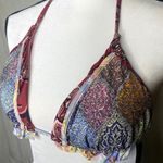 Aurum Halter Neck Geometric Triangle Bikini Top Tassel Tie Padded Size 6 New Pink Photo 5