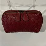 Bottega Veneta  Red Intrecciato Woven Leather Makeup Case Photo 1
