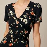 Rihoas Black V Neck Floral Button Up Mini Dress Size M Photo 2