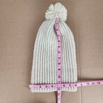 Handmade Crochet  Chunky Ribbed Beanie Cream Pompom Warm Hat Cozy Cap Photo 4