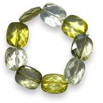 Womens Fashion Bracelet Chunky Square Beaded Stretch Statement Green Clear Photo 1