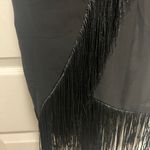 Pretty Little Thing Black Asymmetrical Fringe Beach Dress Photo 4