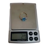 10k 10KT Karat Fine Solid White Gold Blue Topaz & Diamond Ring Women’s 6.5 Photo 12
